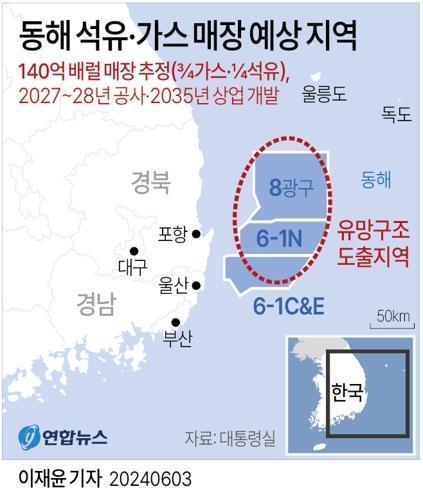 [그래픽] 동해 석유·가스 매장 예상지역